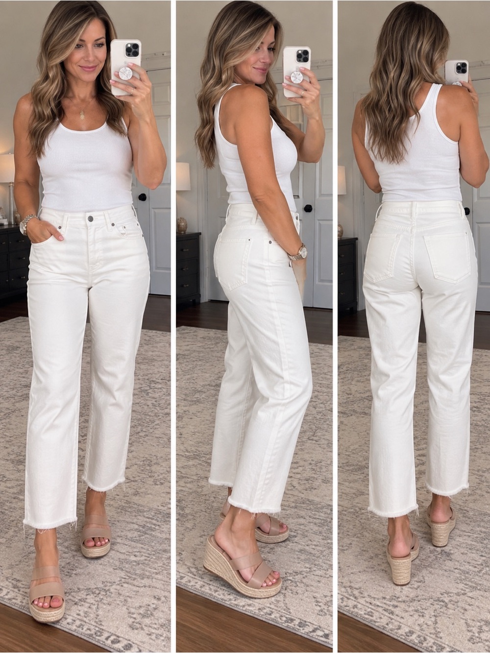 Madewell Cream High-Rise Straight Leg Jeans - Women